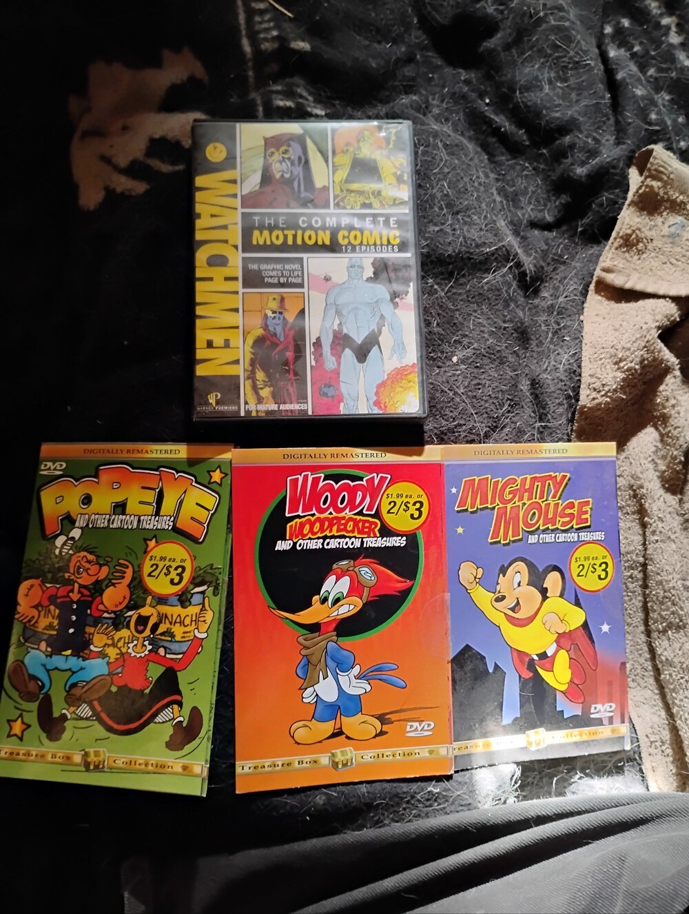 Watchmen Popeye Woody Woodpecker Mighty Mouse 5 Discs Cartoon DvD Bundled Lot